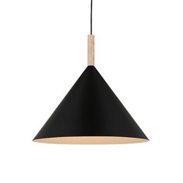 Mini Artistic Cone Pendellampa 1 Ljus Mordern Enkelhet Finish Svart Vit Aluminium & Trä Droplight