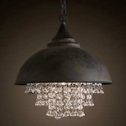 Loft Pendellampa Kristall Retro Kaffe Lätt Garage Metall