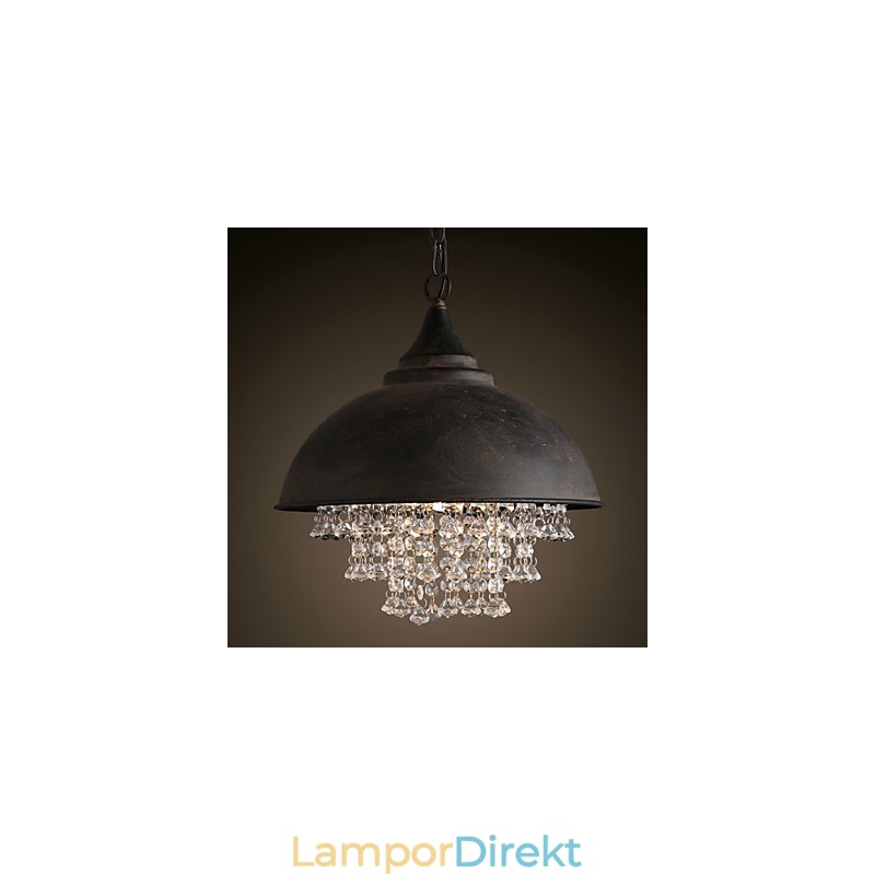 Loft Pendellampa Kristall Retro Kaffe Lätt Garage Metall