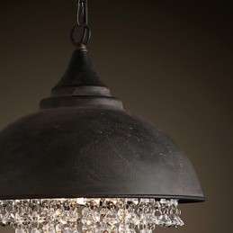 Loft Pendellampa Kristall Retro Kaffe Lätt Garage Metall