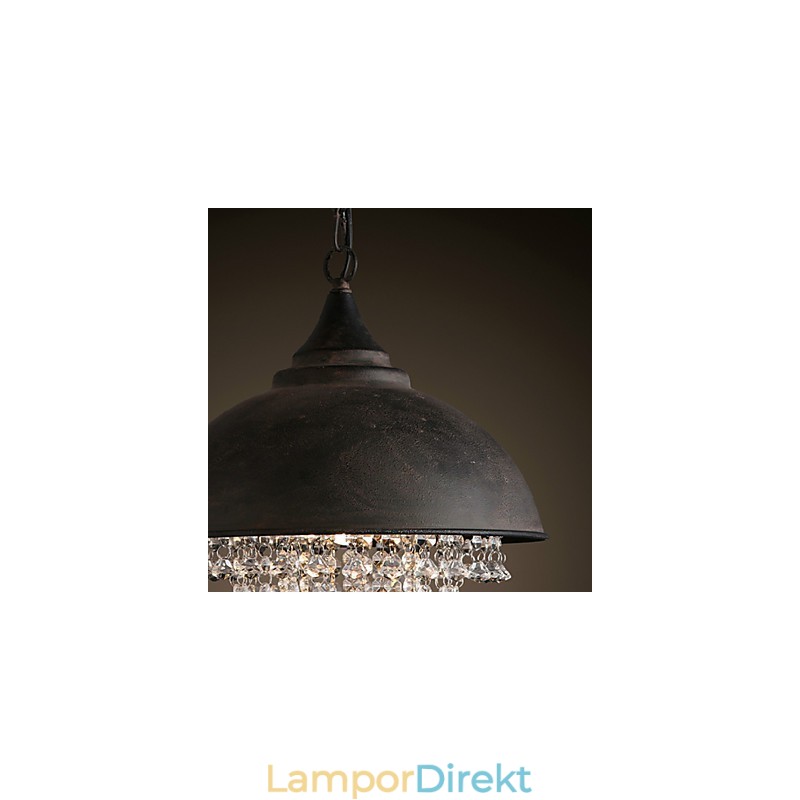 Loft Pendellampa Kristall Retro Kaffe Lätt Garage Metall