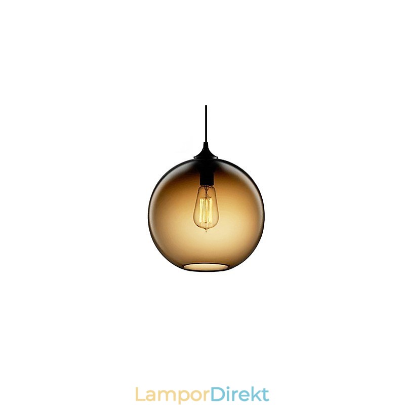 Modernt Glas Taklampa I Rund Brun Bubbla Design