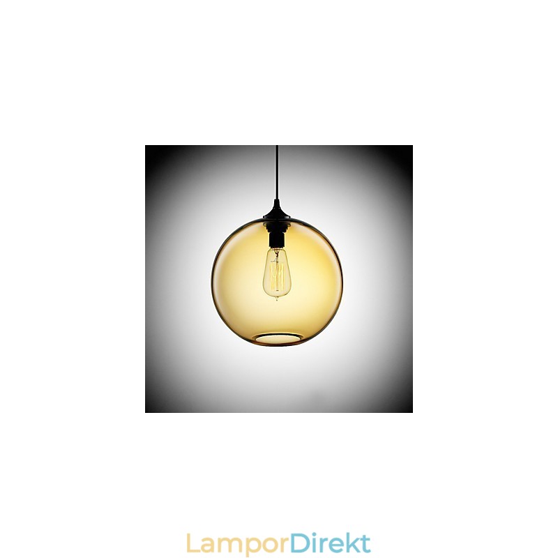 Modernt Glas Taklampa I Rund Brun Bubbla Design