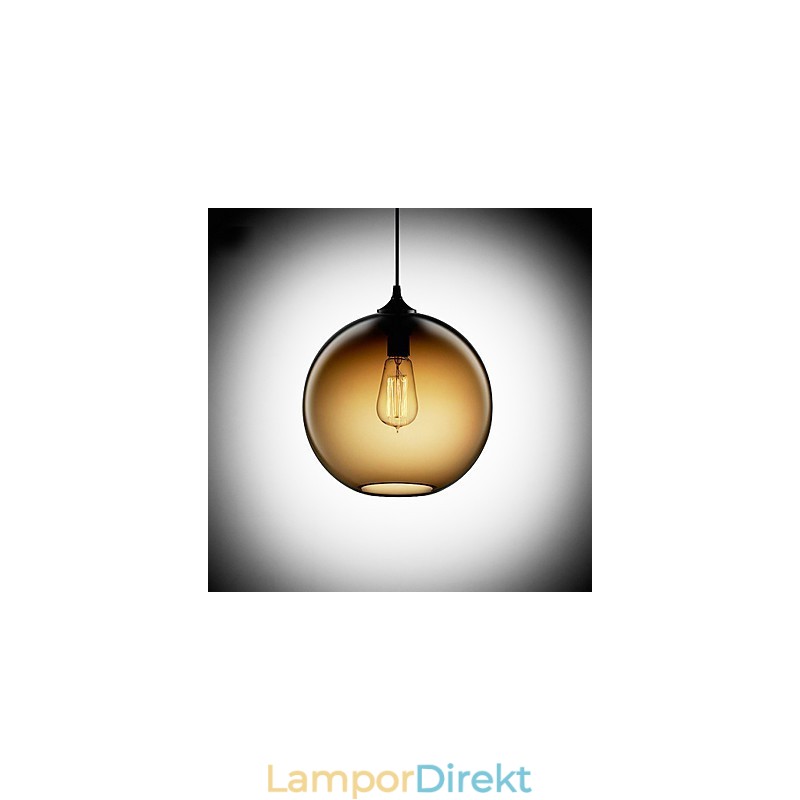 Modernt Glas Taklampa I Rund Brun Bubbla Design