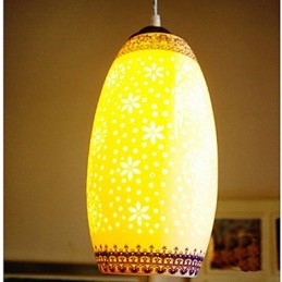 Retro Keramisk Lampa Lampa Trappa Blå Enkelhuvud Ljuskrona Creative