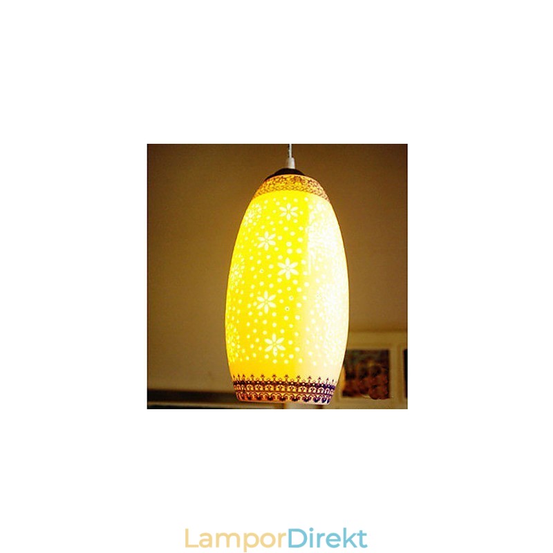 Retro Keramisk Lampa Lampa Trappa Blå Enkelhuvud Ljuskrona Creative
