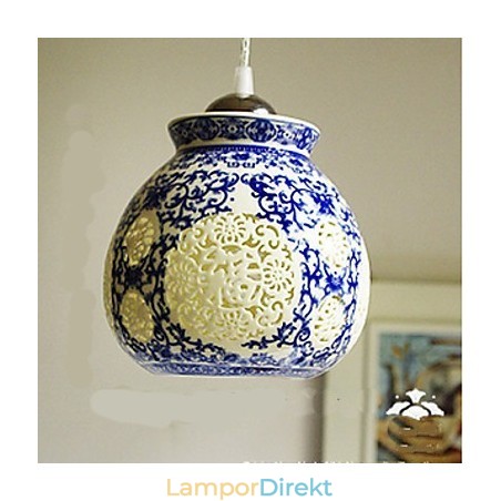Retro Keramisk Lampa Lampa Trappa Blå Enkelhuvud Ljuskrona Creative Retro Keramisk Lampa Lampa Trappa Blå Enkelhuvud Ljuskrona Creative