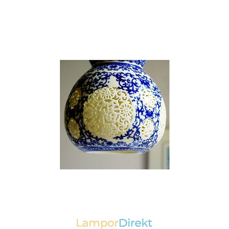 Retro Keramisk Lampa Lampa Trappa Blå Enkelhuvud Ljuskrona Creative
