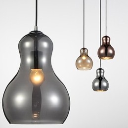 Kalebassformad Pendellampa 1 Ljus Modern Enkelhet Gyllene Krom Rose Guld Bärnsten Rökigt Grå Glas & Kolstål