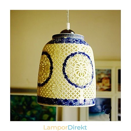 Retro Keramisk Lampa Lampa Trappa Blå Enkelhuvud Ljuskrona Creative Retro Keramisk Lampa Lampa Trappa Blå Enkelhuvud Ljuskrona Creative