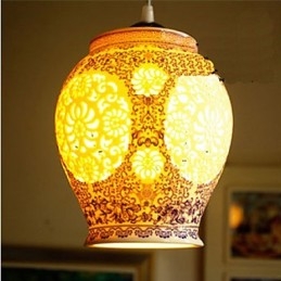 Retro Keramisk Lampa Lampa Trappa Blå Enkelhuvud Ljuskrona Creative