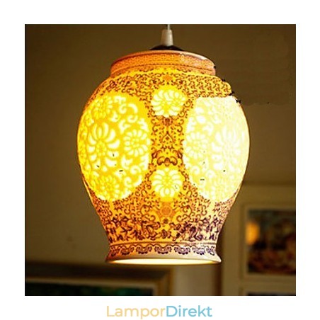 Retro Keramisk Lampa Lampa Trappa Blå Enkelhuvud Ljuskrona Creative Retro Keramisk Lampa Lampa Trappa Blå Enkelhuvud Ljuskrona Creative