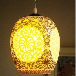 Retro Keramisk Lampa Lampa Trappa Blå Enkelhuvud Ljuskrona Creative
