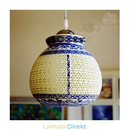 Retro Keramisk Lampa Lampa Trappa Blå Enkelhuvud Ljuskrona Creative Retro Keramisk Lampa Lampa Trappa Blå Enkelhuvud Ljuskrona Creative