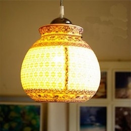 Retro Keramisk Lampa Lampa Trappa Blå Enkelhuvud Ljuskrona Creative