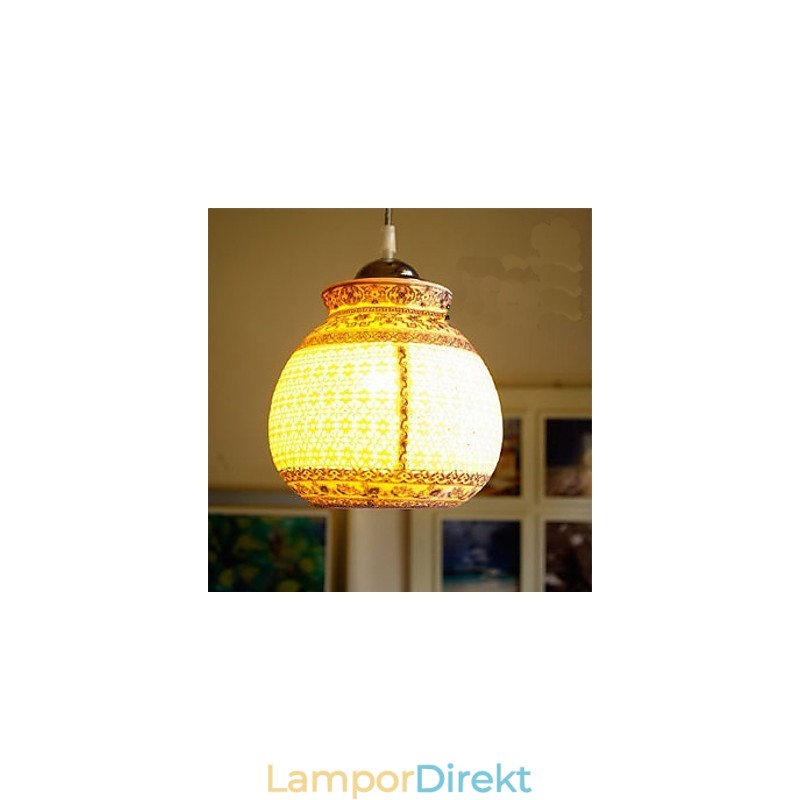 Retro Keramisk Lampa Lampa Trappa Blå Enkelhuvud Ljuskrona Creative
