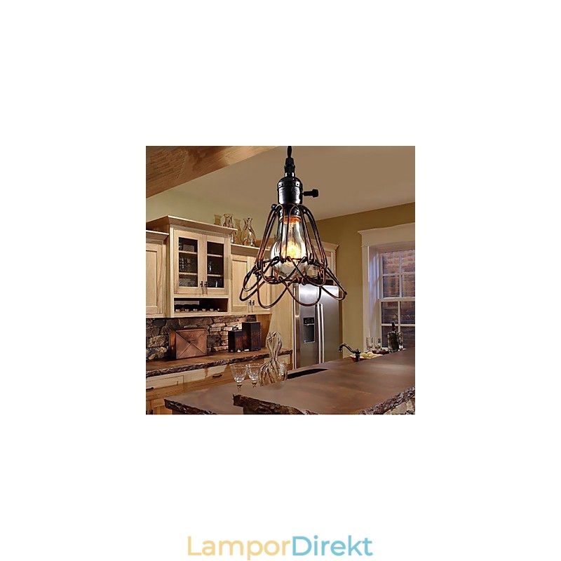 Amerikansk Land Industriell Vindlampa Retro Liten Ljuskrona Järnbur
