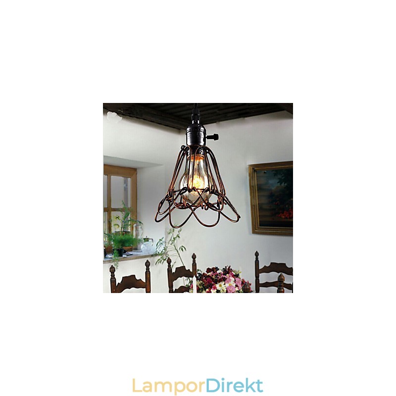 Amerikansk Land Industriell Vindlampa Retro Liten Ljuskrona Järnbur