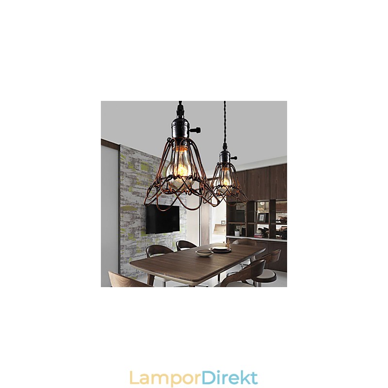 Amerikansk Land Industriell Vindlampa Retro Liten Ljuskrona Järnbur