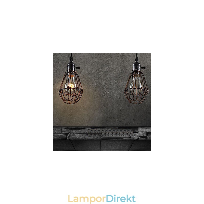Amerikansk Land Industriell Vindlampa Retro Liten Ljuskrona Järnbur