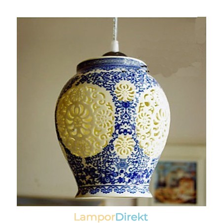 Retro Keramisk Lampa Lampa Trappa Blå Enkelhuvud Ljuskrona Creative Retro Keramisk Lampa Lampa Trappa Blå Enkelhuvud Ljuskrona Creative