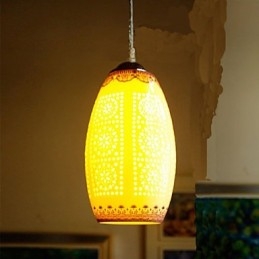 Retro Keramisk Lampa Lampa Trappa Blå Enkelhuvud Ljuskrona Creative