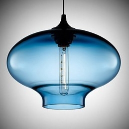 1 Ljus Modern Glas Vit Och Blå Transparent Pendellampa