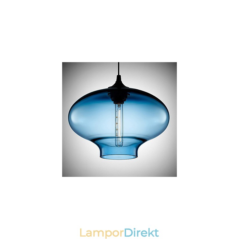 1 Ljus Modern Glas Vit Och Blå Transparent Pendellampa