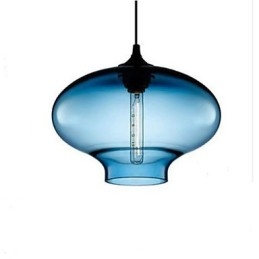 1 Ljus Modern Glas Vit Och Blå Transparent Pendellampa