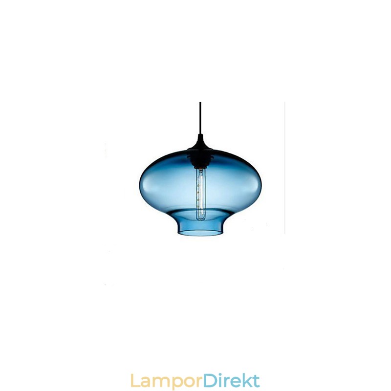 1 Ljus Modern Glas Vit Och Blå Transparent Pendellampa