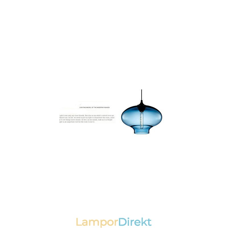 1 Ljus Modern Glas Vit Och Blå Transparent Pendellampa