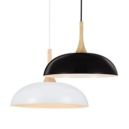 Mini Artistic Pendellampa 1 Ljus Modern Enkelhet Svart Vit Finish Aluminium & Wooden Droplight