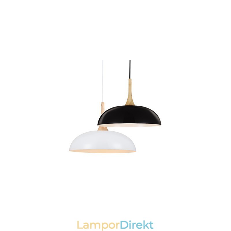 Mini Artistic Pendellampa 1 Ljus Modern Enkelhet Svart Vit Finish Aluminium & Wooden Droplight