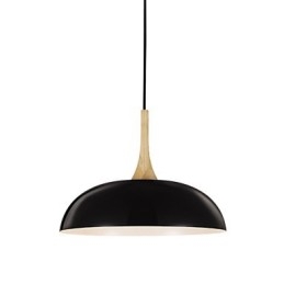 Mini Artistic Pendellampa 1 Ljus Modern Enkelhet Svart Vit Finish Aluminium & Wooden Droplight