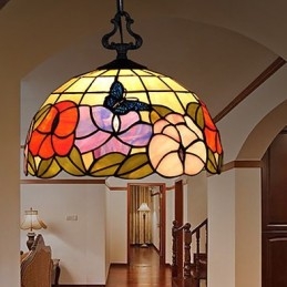 Landsbygdens Kreativa Konst Ljuskrona Av Målat Glas Som Återställer Antika Sätt Lampa Ljus