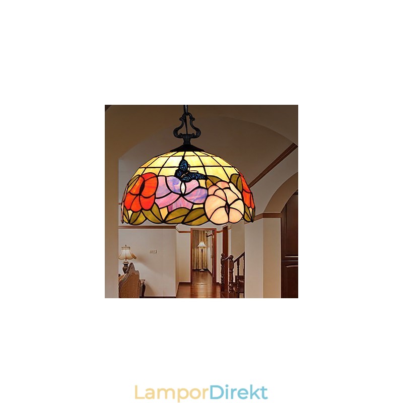 Landsbygdens Kreativa Konst Ljuskrona Av Målat Glas Som Återställer Antika Sätt Lampa Ljus