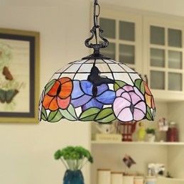 Landsbygdens Kreativa Konst Ljuskrona Av Målat Glas Som Återställer Antika Sätt Lampa Ljus