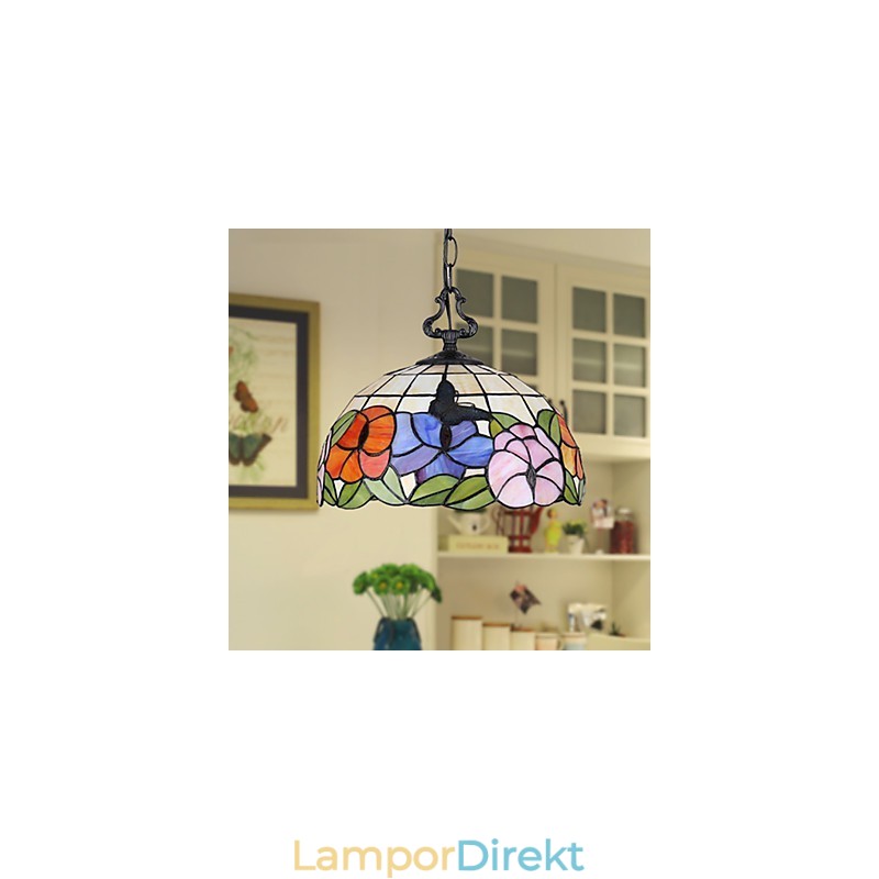 Landsbygdens Kreativa Konst Ljuskrona Av Målat Glas Som Återställer Antika Sätt Lampa Ljus