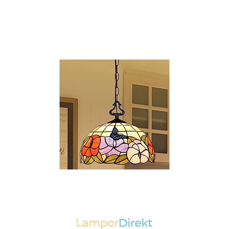 Landsbygdens Kreativa Konst Ljuskrona Av Målat Glas Som Återställer Antika Sätt Lampa Ljus