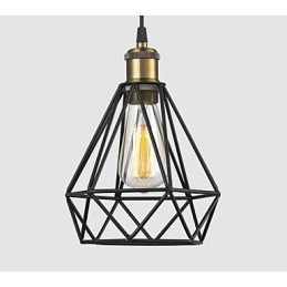 Industriell Wire Cage Händlampa Cafe Loft Lagerbelysning Svart Sladd
