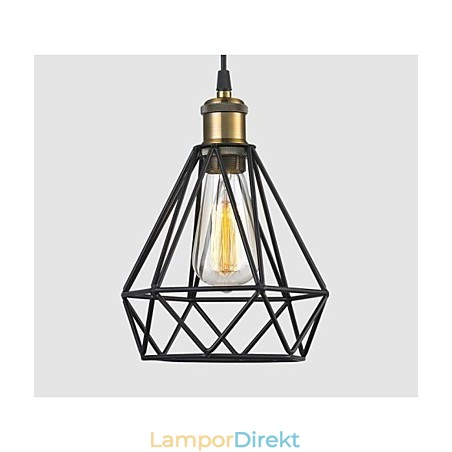 Industriell Wire Cage Händlampa Cafe Loft Lagerbelysning Svart Sladd