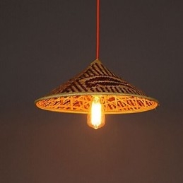 Bambu Hatt Ljuskrona Ljuskrona Lampa Fisk Människor Hattar