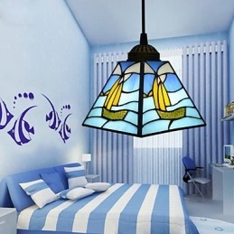 Målat Glas Samtida Och Sammandragen Medelhavsseglingslinje Med Ett Huvud, Droplight Lampa Pendellampa
