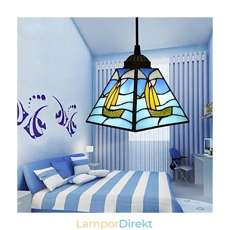 Målat Glas Samtida Och Sammandragen Medelhavsseglingslinje Med Ett Huvud, Droplight Lampa Pendellampa Målat Glas Samtida Och Sammandragen Medelhavsseglingslinje Med Ett Huvud, Droplight Lampa Pendellampa