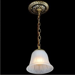 Brons Hängande Ljus Mönster Glasskärm European Retro Classic