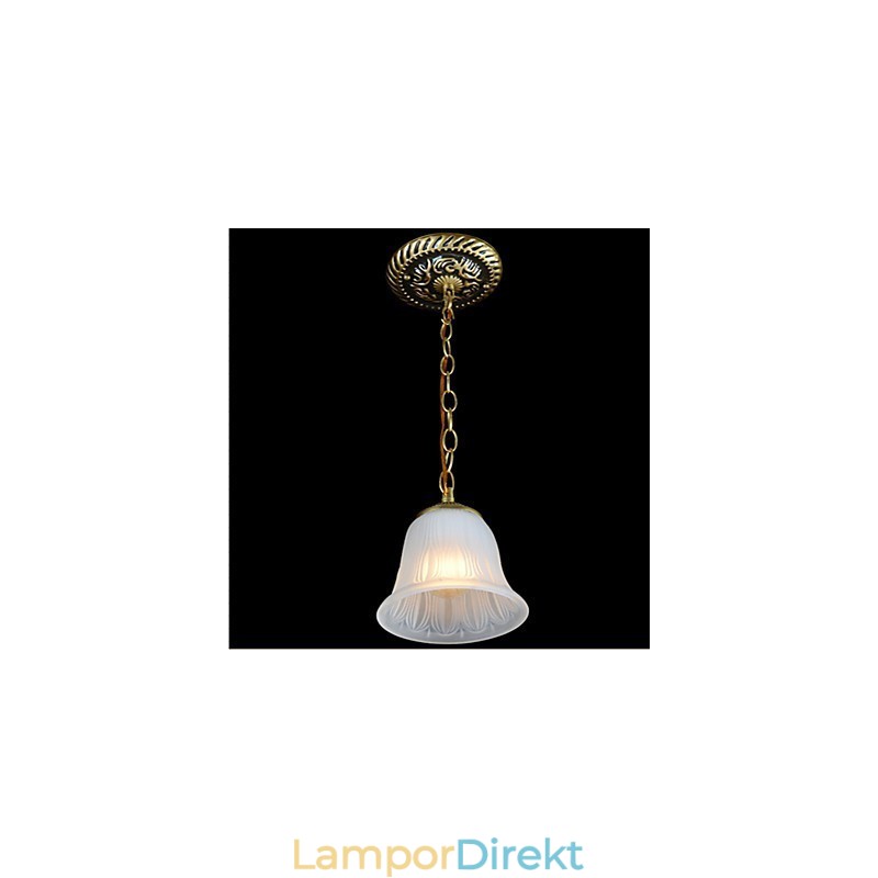 Brons Hängande Ljus Mönster Glasskärm European Retro Classic