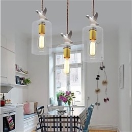 Kreativ Fågel Ljuskrona Taklampa Med Glasskärm