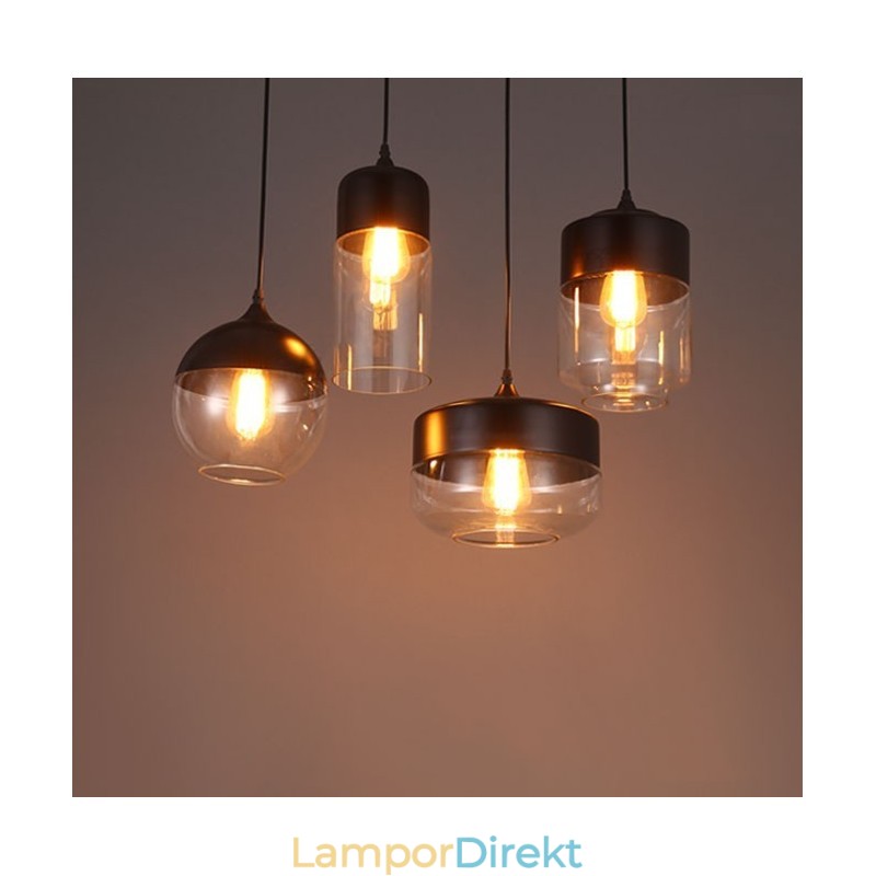 Nordic Creative Stair Shop'S Art Smidesjärn Glas Ljuskrona Lampa