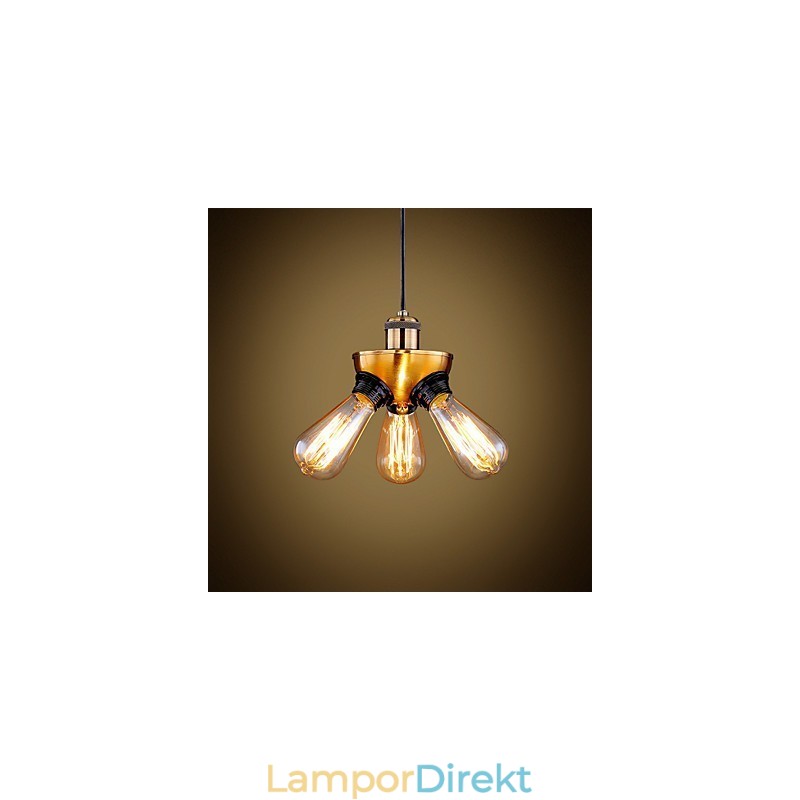 American Country Industrial Copper Head Three Feet Droplight Lampa