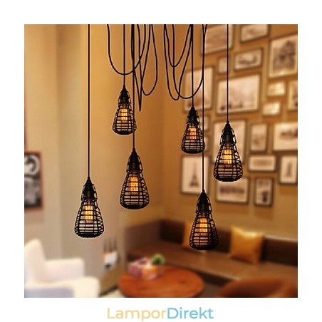 American Industrial Creative Restoring Ancient Ways Smidesjärnbur Single Head Droplight Lampa American Industrial Creative Restoring Ancient Ways Smidesjärnbur Single Head Droplight Lampa